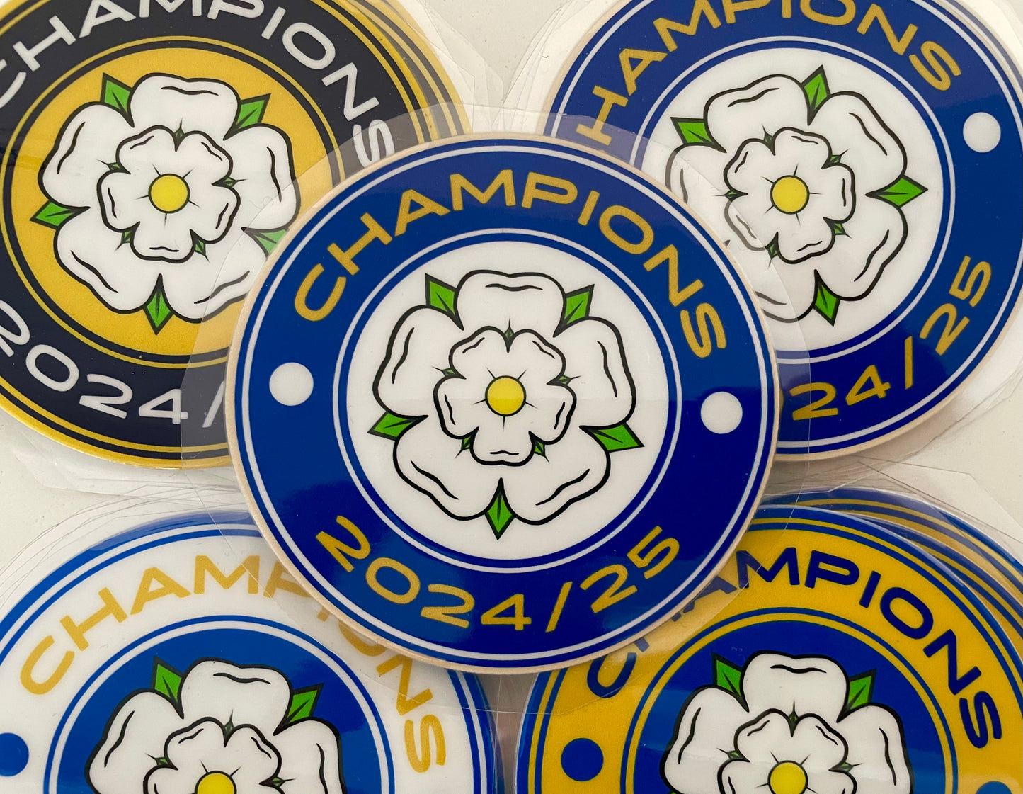 SET OF FOUR - CHAMPIONS 2024/25 Waterproof Decal Stickers