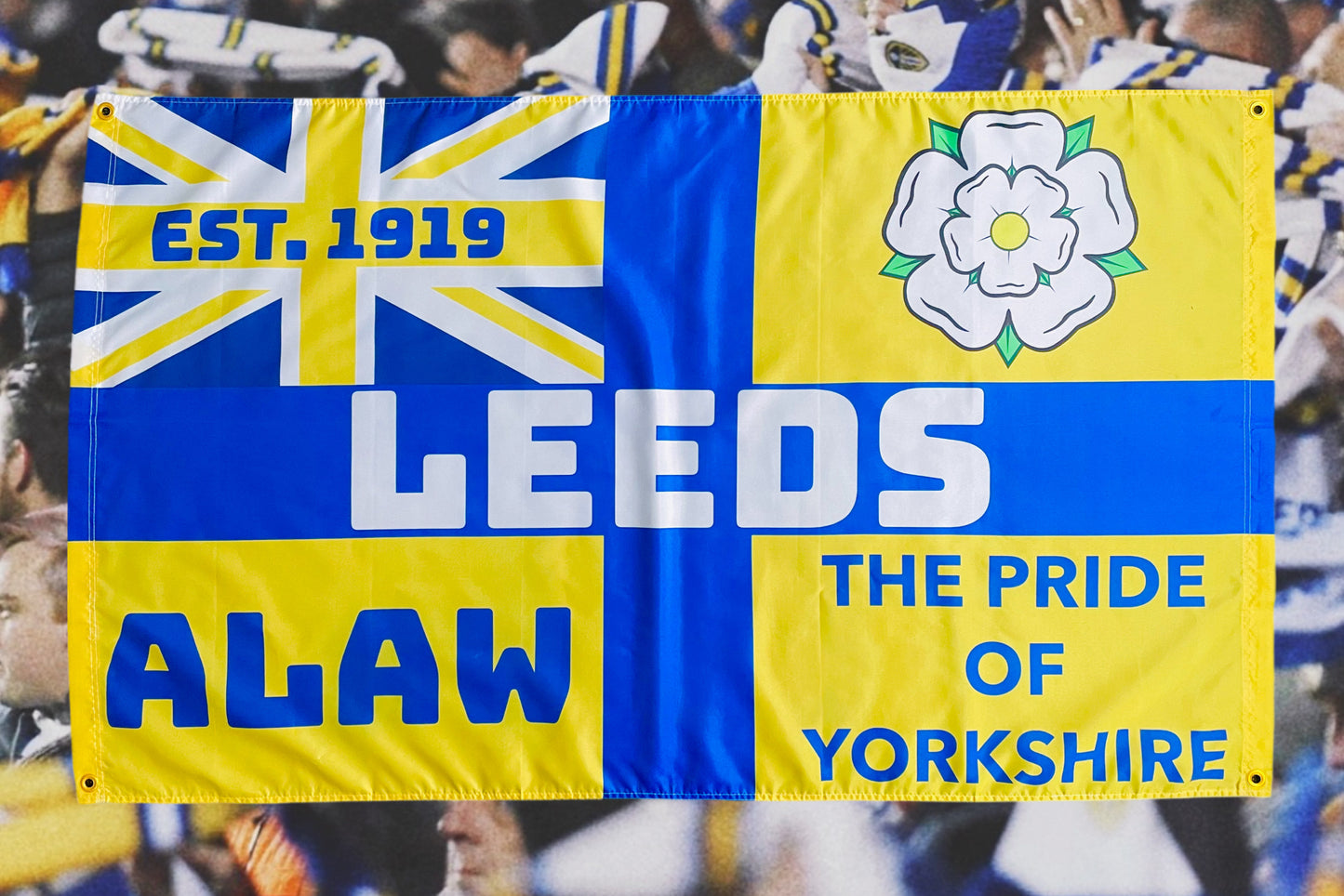 'LEEDS - ALAW' FLAG YELLOW/BLUE