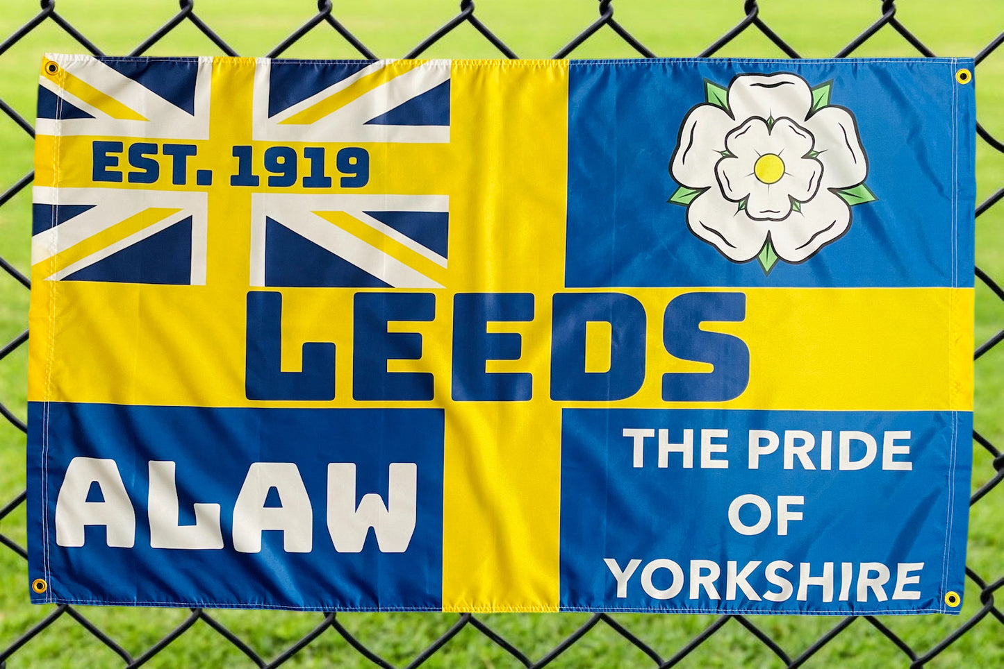 'LEEDS - ALAW' FLAG BLUE/YELLOW