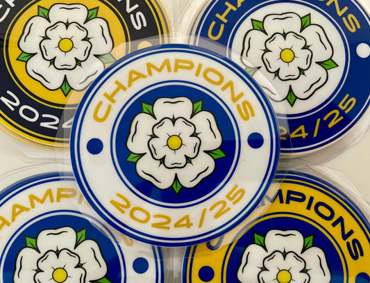 SET OF FOUR - CHAMPIONS 2024/25 Waterproof Decal Stickers