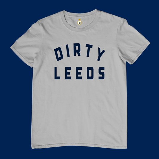 'DIRTY LEEDS' RETRO Tee Shirt - NAVY TEXT