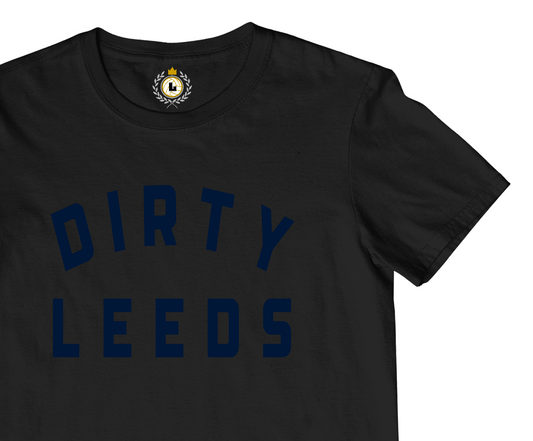 'DIRTY LEEDS' RETRO Tee Shirt - NAVY TEXT