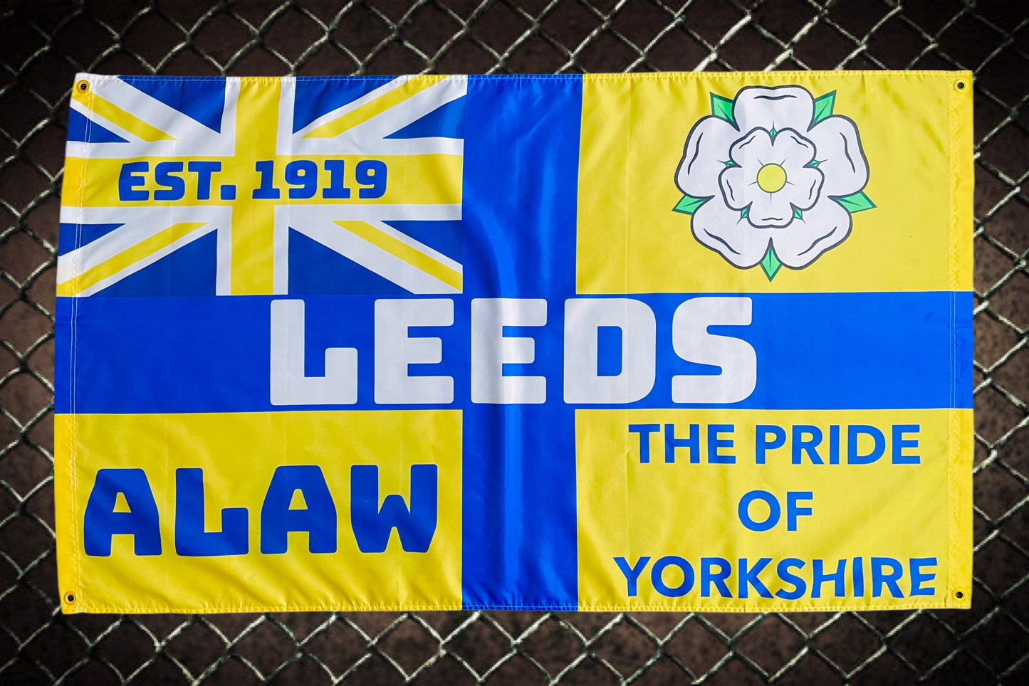 'LEEDS - ALAW' FLAG YELLOW/BLUE