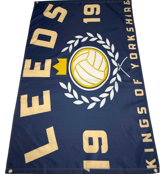 'LEEDS - KINGS OF YORKSHIRE' FLAG - NAVY BLUE